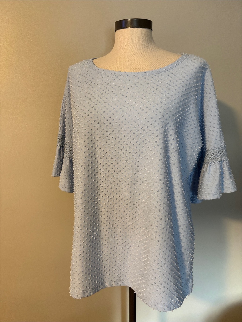 Ruby Rd. Pale Blue Textured Flutter-Sleeve Tunic